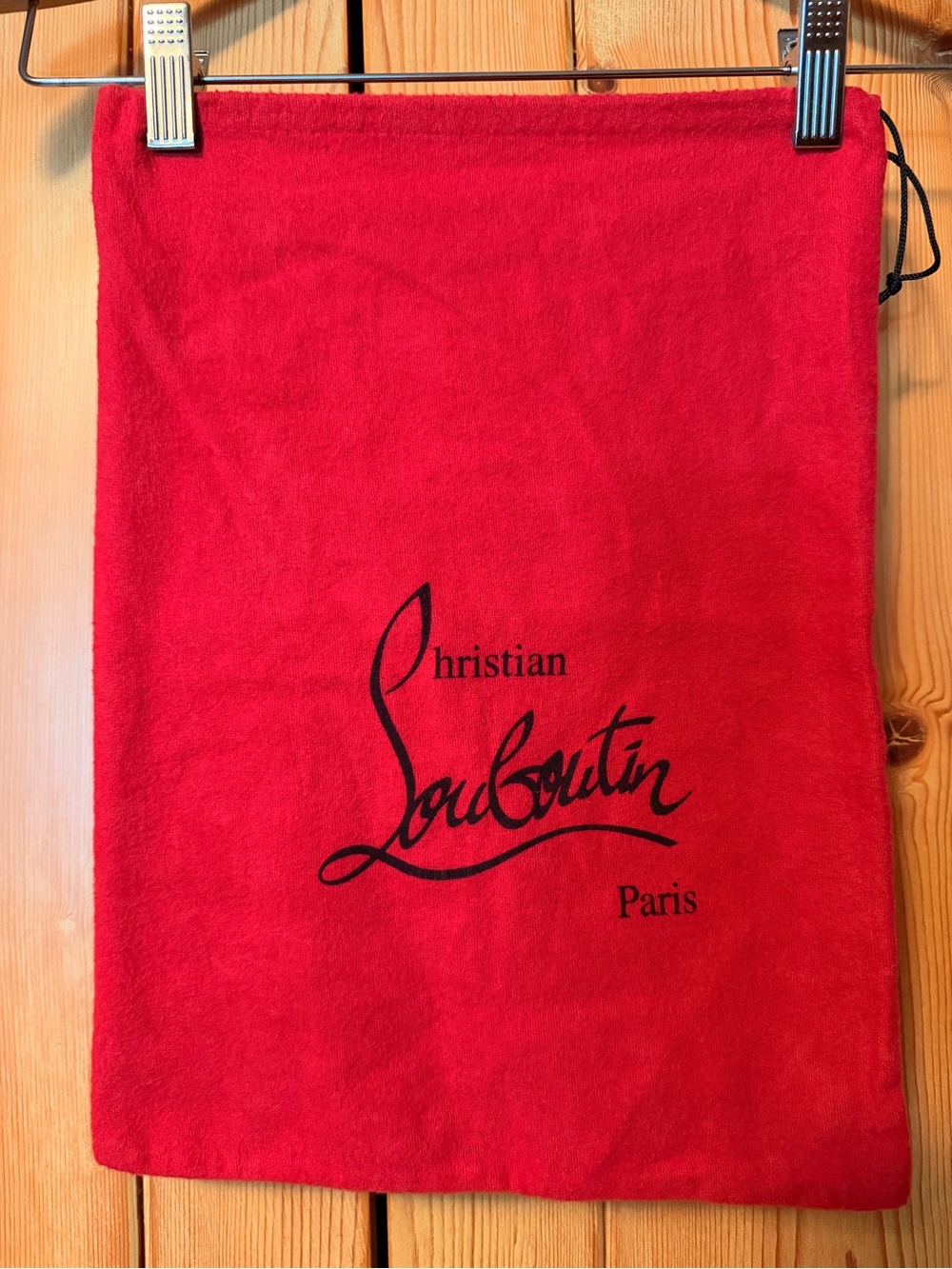 Christian Louboutin Red Velvet Dust Bag Drawstring Shoe Bag Authentic 15x11